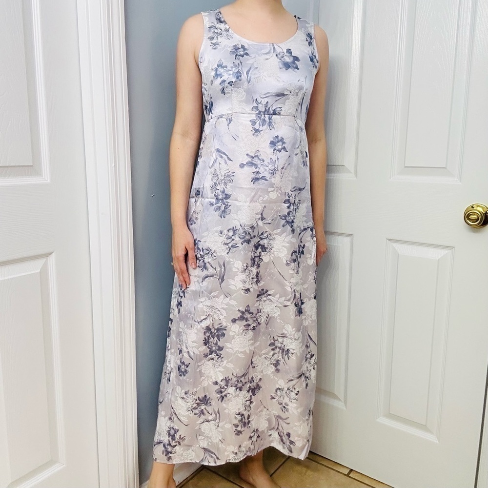 Vintage Whimsigoth Maxi Dress Dainty Fairy Floral 1990s Purple Casual Size Small